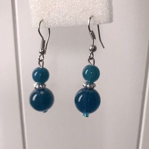 Teal blue/blue lagoon dangling earrings